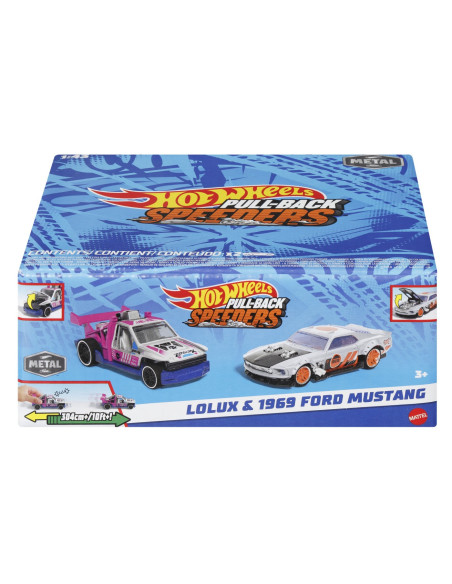 MTHPR91_HWH57,Hot Wheels Set 2 Masinute Metalice Pull Back Lolux Si 1969 Ford Mustang 1:43