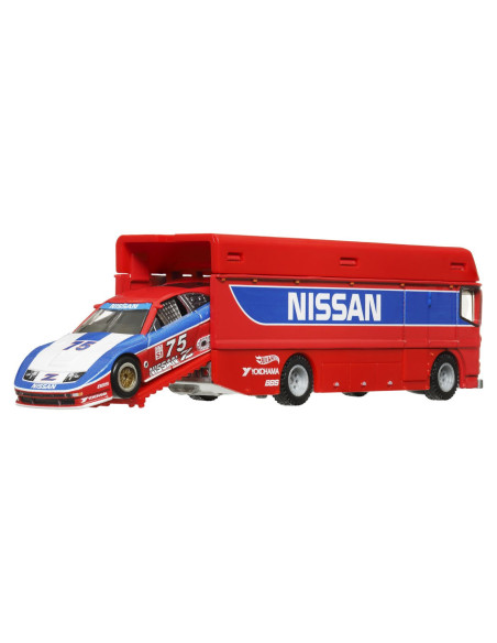 MTFLF56_HRV44,Hot Wheels Transportator Euro Hauler Cu Masinuta Nissan 300 Zx Gts Scara 1:64