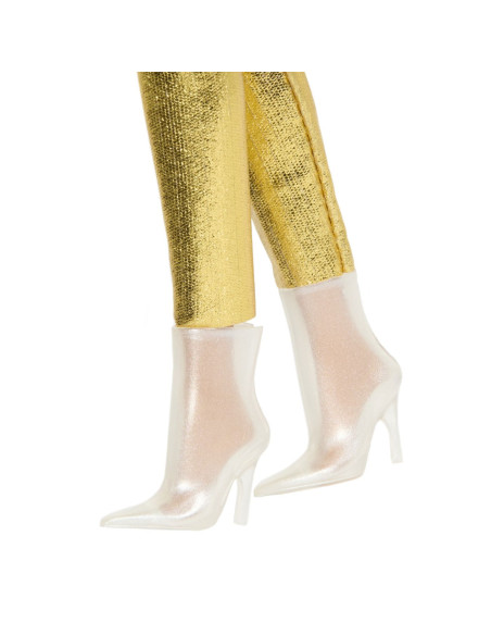 MTHRH19,Barbie Papusa Barbie Fashionistas Blonda Cu Salopeta Aurie