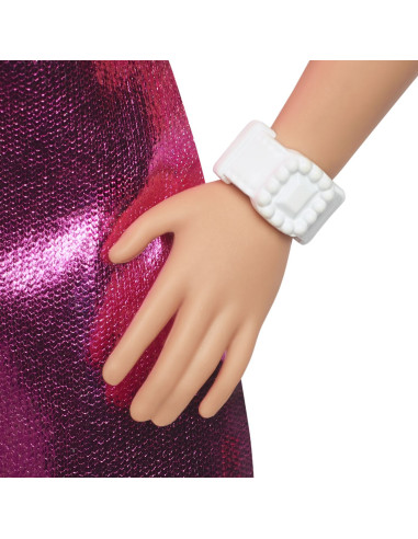 MTHYT88,Barbie Papusa Barbie Fashionistas Blonda Cu Rochita Roz Metalica