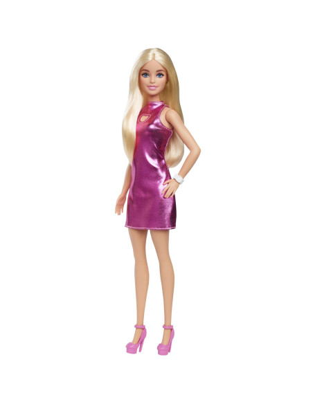 MTHYT88,Barbie Papusa Barbie Fashionistas Blonda Cu Rochita Roz Metalica