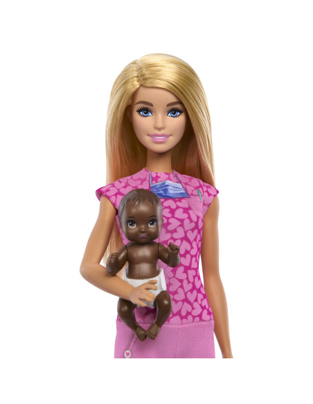 MTJCR72,Barbie Cariere Set Mobilier Cu Papusa Doctor Pediatru Blonda