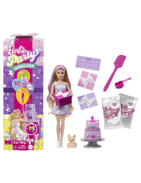 MTJFG70,Barbie Papusa Party Unboxed Reveal Blonda
