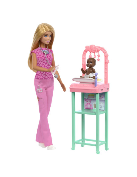 MTJCR71_JCR72,Barbie Set De Joaca Papusa Barbie Blonda Face Cariera Pediatru