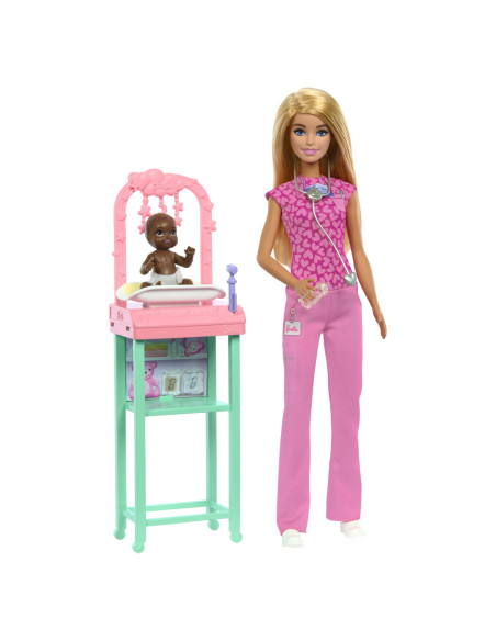 MTJCR71_JCR72,Barbie Set De Joaca Papusa Barbie Blonda Face Cariera Pediatru