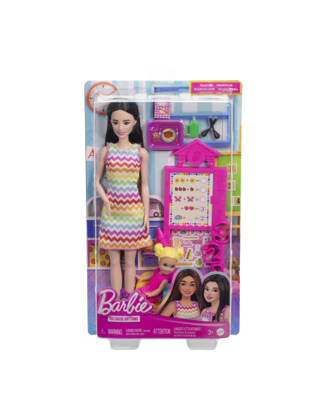 MTJCR71_JCR77,Barbie Set De Joaca Papusa Barbie Bruneta Face Cariera Profesoara