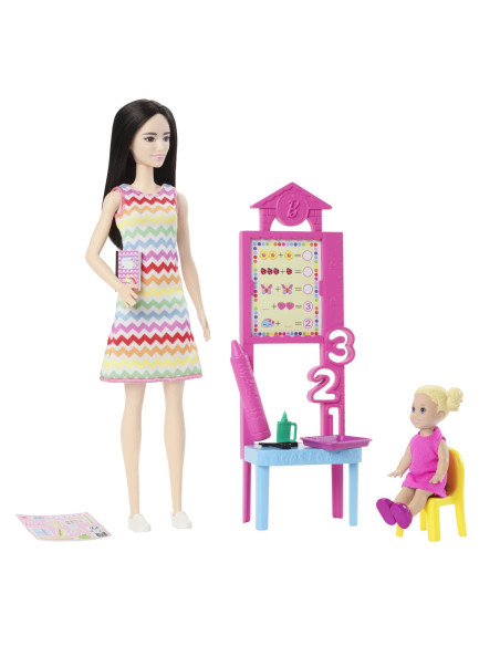 MTJCR71_JCR77,Barbie Set De Joaca Papusa Barbie Bruneta Face Cariera Profesoara