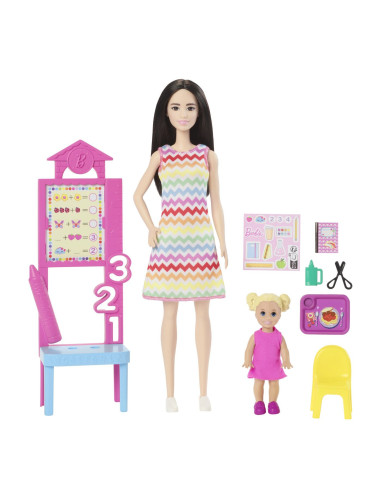 MTJCR71_JCR77,Barbie Set De Joaca Papusa Barbie Bruneta Face Cariera Profesoara