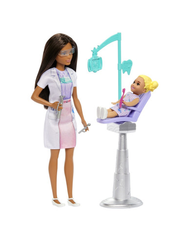 MTJCR71_JCR75,Barbie Set De Joaca Papusa Barbie Bruneta Face Cariera Stomatolog