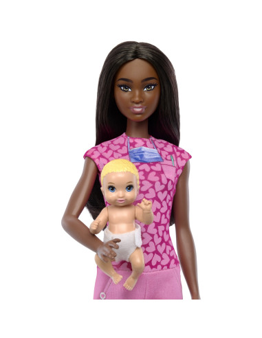 MTJCR71_JCR73,Barbie Set De Joaca Papusa Barbie Bruneta Face Cariera Pediatru