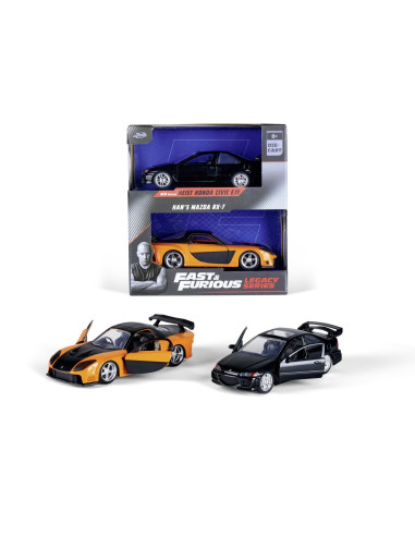 VV-253202011,Jada Fast & Furious Legacy Series Set 2 Masinute Metalice Honda Civic Si Mazda Rx-7 Scara 1:32