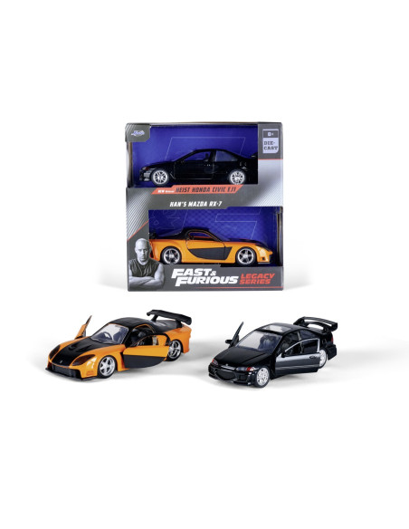 VV-253202011,Jada Fast & Furious Legacy Series Set 2 Masinute Metalice Honda Civic Si Mazda Rx-7 Scara 1:32
