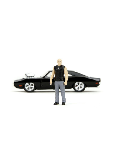 VV-253205006,Jada Fast And Furious Set Figurina Dom Si Masinuta Metalica Dodge Charger 1970 Scara 1 La 24