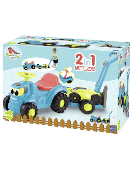 VV-7600004350,Ecoiffier Set Tractor Ride Cu Remorca Si Cositoare