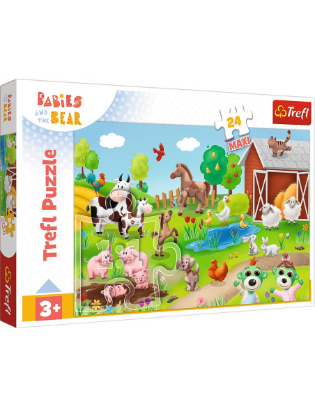VV-14372,Puzzle Trefl 24 Maxi Babies And The Bear Animale La Ferma