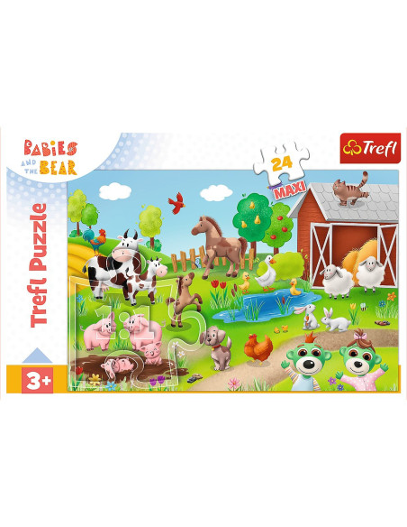 VV-14372,Puzzle Trefl 24 Maxi Babies And The Bear Animale La Ferma