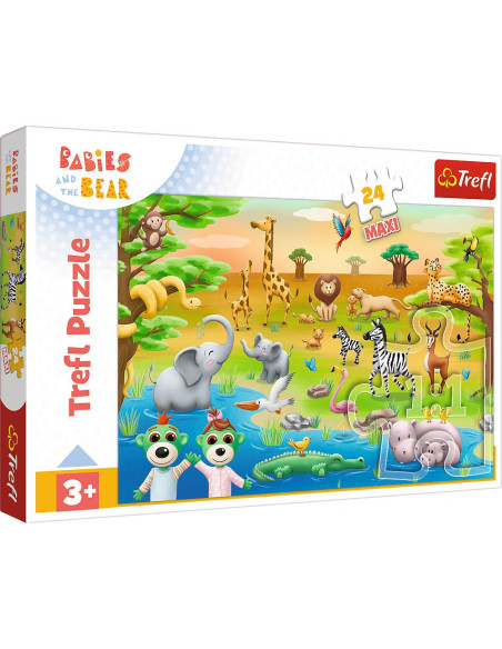 VV-14373,Puzzle Trefl 24 Maxi Babies And The Bear Safari