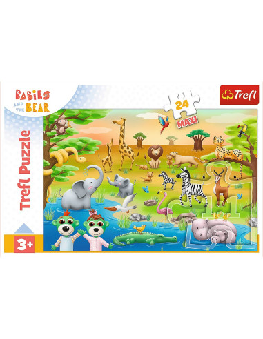 VV-14373,Puzzle Trefl 24 Maxi Babies And The Bear Safari