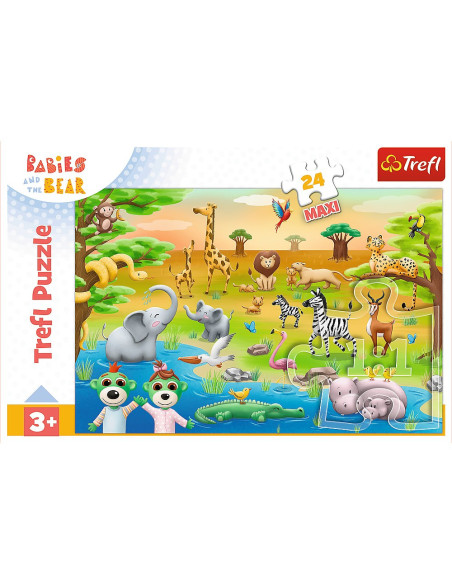 VV-14373,Puzzle Trefl 24 Maxi Babies And The Bear Safari
