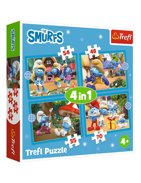 VV-34656,Puzzle Trefl 4in1 Strumfii Satul Strumfilor
