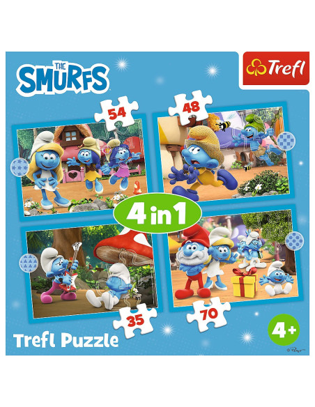 VV-34656,Puzzle Trefl 4in1 Strumfii Satul Strumfilor