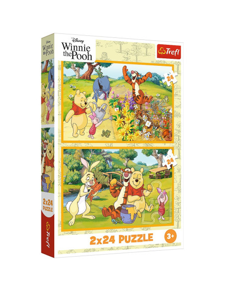 VV-34436,Puzzle Trefl 2x24 Disney Winnie The Pooh Zi De Joaca Cu Winnie Si Prietenii