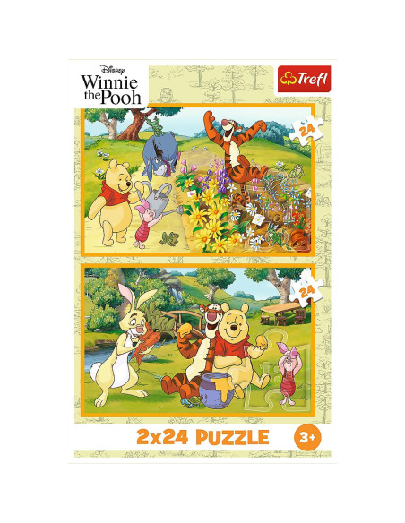 VV-34436,Puzzle Trefl 2x24 Disney Winnie The Pooh Zi De Joaca Cu Winnie Si Prietenii
