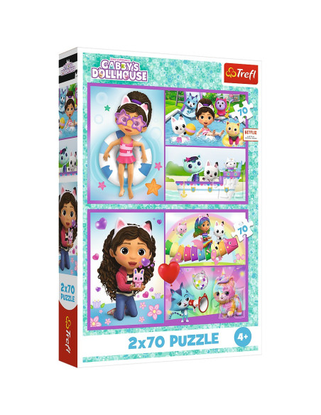 VV-34438,Puzzle Trefl 2x70 Gabbys Dollhouse Aventurile Lui Gabby