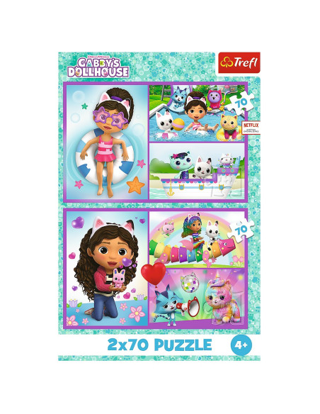VV-34438,Puzzle Trefl 2x70 Gabbys Dollhouse Aventurile Lui Gabby