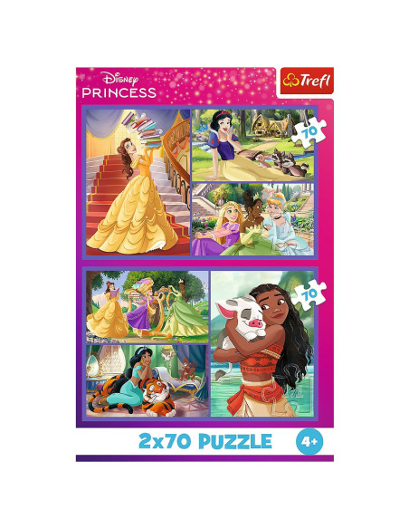 VV-34440,Puzzle Trefl 2x70 Disney Princess Viata Printeselor Disney
