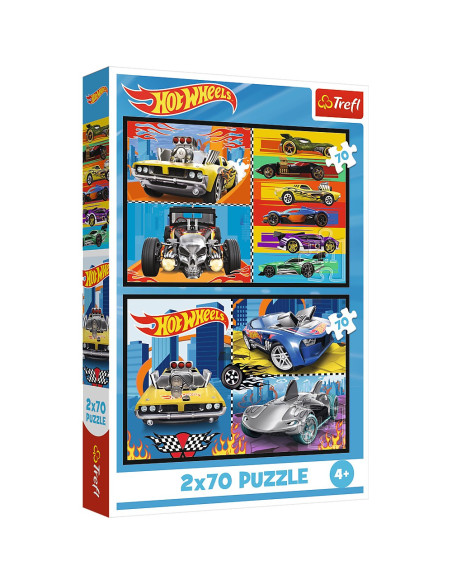 VV-34442,Puzzle Trefl 2x70 Hot Wheels Masini