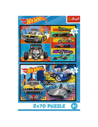 VV-34442,Puzzle Trefl 2x70 Hot Wheels Masini