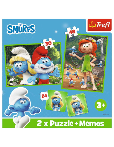 VV-93656,Puzzle Trefl 2in1 Memo Strumfii Si Prietenii Lui