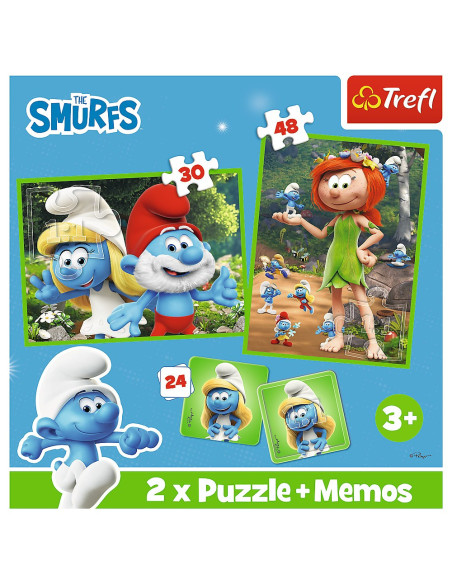 VV-93656,Puzzle Trefl 2in1 Memo Strumfii Si Prietenii Lui