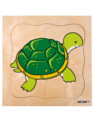 E522221,Puzzle de dezvoltare cu patru straturi BROASCA TESTOASA 24x24 cm, grosime 2cm