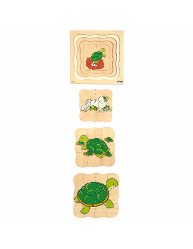 E522221,Puzzle de dezvoltare cu patru straturi BROASCA TESTOASA 24x24 cm, grosime 2cm