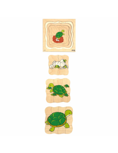 E522221,Puzzle de dezvoltare cu patru straturi BROASCA TESTOASA 24x24 cm, grosime 2cm