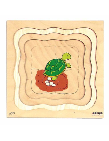 E522221,Puzzle de dezvoltare cu patru straturi BROASCA TESTOASA 24x24 cm, grosime 2cm