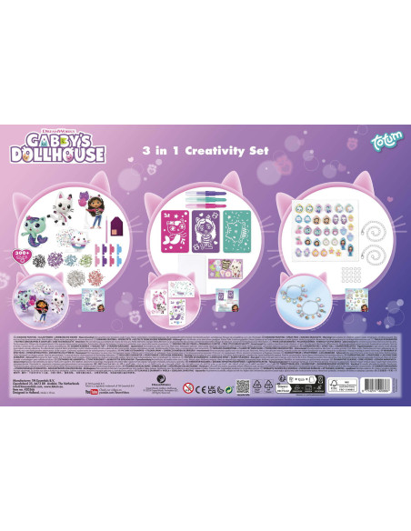 TT420366,Set 3 in 1 Gabby's Dollhouse - Bratari, carioci de suflat & pictura cu diamante