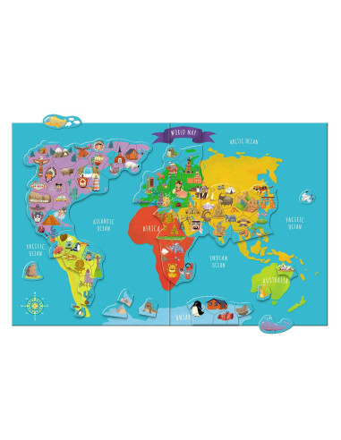 DO200201,Puzzle magnetic - Harta lumii (118 piese)