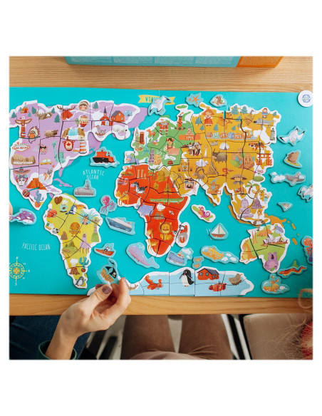 DO200201,Puzzle magnetic - Harta lumii (118 piese)