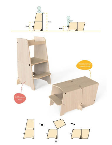 UP-Mtyz_bend,Turn de invatare multifunctional Kule Bend, Natur, MamaToyz