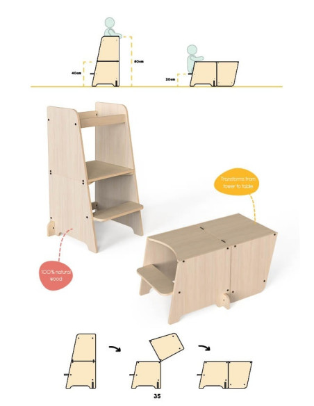 UP-Mtyz_bend,Turn de invatare multifunctional Kule Bend, Natur, MamaToyz