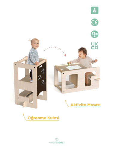UP-Mtyz_flipn,Turn de invatare multifunctional Kule Flip, Natur, MamaToyz