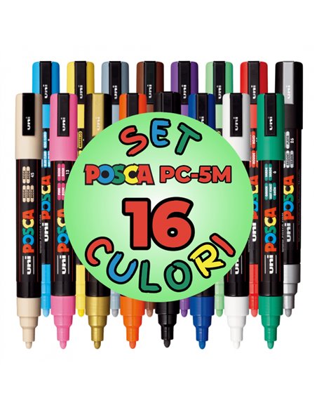 Set 16 markere POSCA PC-5M, varf rotund, 1.8-2.5 mm, M1485