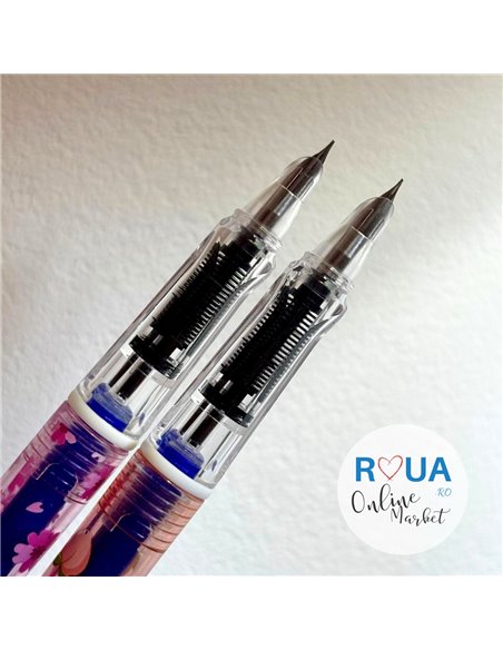 Set stilouri cu cerneala termosensibila + Rezerve, Sclipici, Rosu/Roz