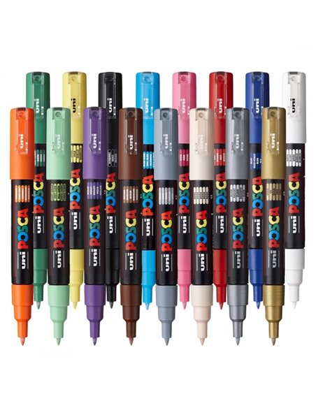 Set 16 markere POSCA PC-1M, varf rotund, 0.7 mm, M1477 Set 16 markere POSCA PC-1M, varf rotund, 0.7 mm, M1477