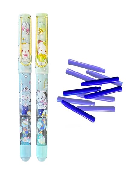 Set stilouri cu cerneala termosensibila + Rezerve, Candy, Blue marshmallow