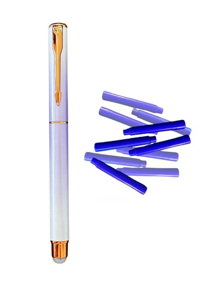 Stilou metalic cu cerneala termosensibila, radiera si rezerve, Mov pastel