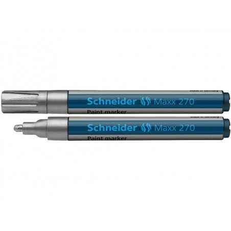 Marker Vopsea Schneider Maxx 270 1 - 3 mm Varf Rotund - Argintiu Marker Vopsea Schneider Maxx 270 1 - 3 mm Varf Rotund - Argintiu